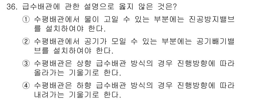 건축설비산업기사 2020년 36번 - 정답과 핵심 포인트를 검수 중인 기출문제