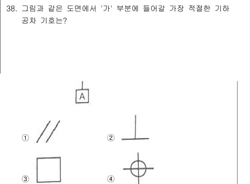 기계설계산업기사 2020년 39번 - 주어진 도면에서 '가' 부분은 수직 방향으로 힘을 받는 상태로 보입니다.... 에 관한 핵심 기출문제
