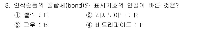 기계설계산업기사 2020년 8번 - 연삭숫돌의 결합체와 관련된 표시기호는 국제 표준에서 정해져 있습니다. 이... 에 관한 핵심 기출문제