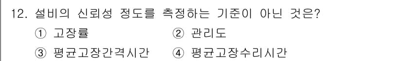 설비보전산업기사 2020년 12번 - 정답과 핵심 포인트를 검수 중인 기출문제
