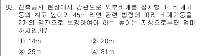 산업안전산업기사 2020년 83번 - 정답과 핵심 포인트를 검수 중인 기출문제