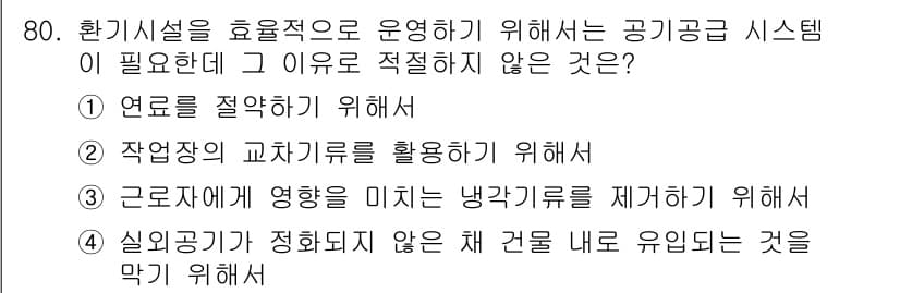 산업위생관리산업기사 2020년 80번 - 정답과 핵심 포인트를 검수 중인 기출문제
