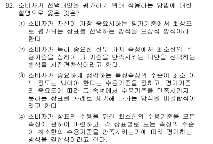 소비자전문상담사_2급 2020년 82번 - 정답과 핵심 포인트를 검수 중인 기출문제