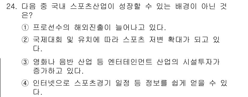 스포츠경영관리사 2020년 24번 - 정답과 핵심 포인트를 검수 중인 기출문제