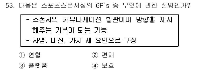 스포츠경영관리사 2020년 53번 - 정답과 핵심 포인트를 검수 중인 기출문제