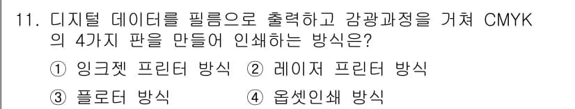 시각디자인산업기사 2020년 11번 - 정답과 핵심 포인트를 검수 중인 기출문제