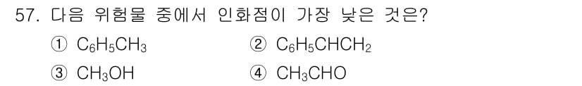 위험물산업기사 2020년 57번 - 정답과 핵심 포인트를 검수 중인 기출문제