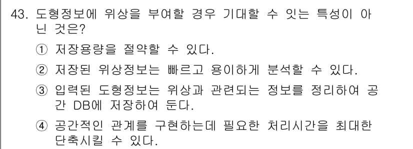 지적산업기사 2020년 43번 - 정답과 핵심 포인트를 검수 중인 기출문제