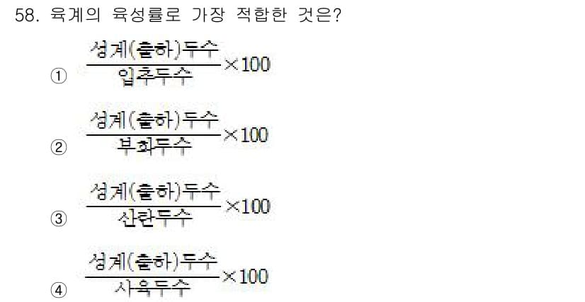 축산산업기사 2020년 58번 - 정답과 핵심 포인트를 검수 중인 기출문제