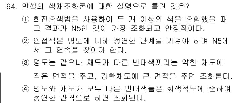컬러리스트산업기사 2020년 94번 - 정답과 핵심 포인트를 검수 중인 기출문제
