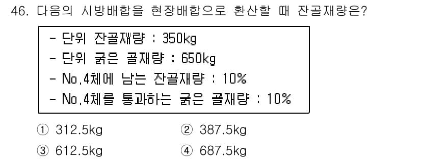 콘크리트산업기사 2020년 46번 - 정답과 핵심 포인트를 검수 중인 기출문제