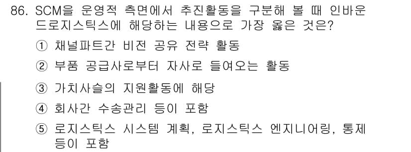 유통관리사_1급 2015년 86번 - 정답과 핵심 포인트를 검수 중인 기출문제