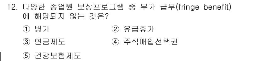 유통관리사_1급 2017년 12번 - 주식매입선택권은 직원에게 주식을 구입할 수 있는 권리를 제공하는 제도로,... 에 관한 핵심 기출문제