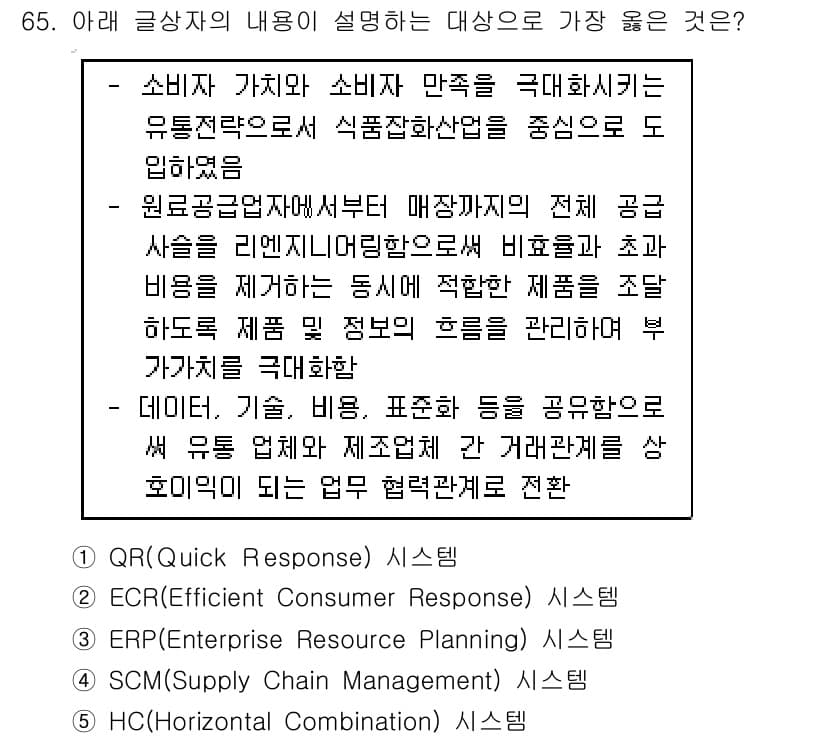유통관리사_1급 2020년 65번 - 정답과 핵심 포인트를 검수 중인 기출문제