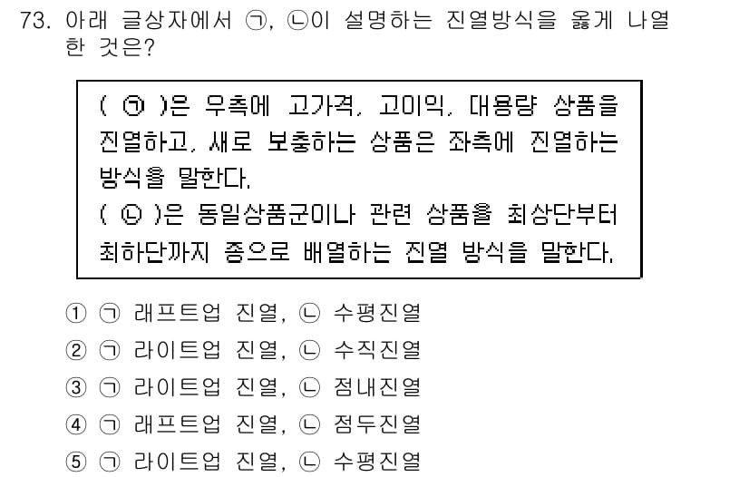 유통관리사_1급 2020년 73번 - 정답과 핵심 포인트를 검수 중인 기출문제
