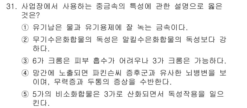 산업보건지도사 2015년 31번 - 정답과 핵심 포인트를 검수 중인 기출문제