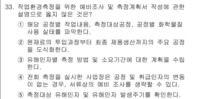 산업보건지도사 2015년 33번 - 정답과 핵심 포인트를 검수 중인 기출문제