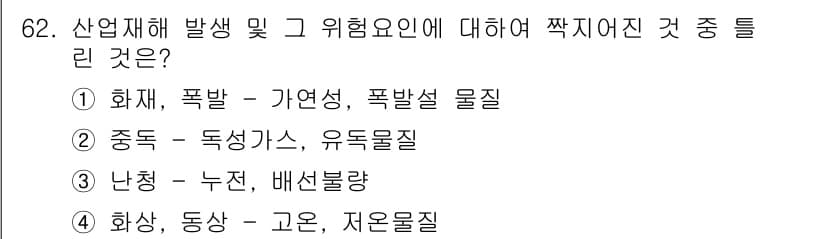 가스기사 2020년 62번 - 산업재해 발생 중 '난청'은 소음에 의한 피해로, 주로 작업장에서의 지속... 에 관한 핵심 기출문제