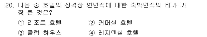 건축기사 2020년 20번 - 정답이 '2'인 이유는 커머셜 호텔이 상업적인 목적에 충실하게 설계되었기... 에 관한 핵심 기출문제
