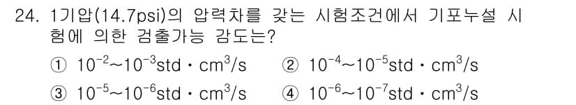 누설비파괴검사기사(구) 2020년 24번 - 정답과 핵심 포인트를 검수 중인 기출문제