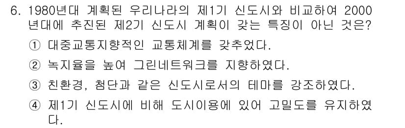 도시계획기사 2020년 6번 - 정답과 핵심 포인트를 검수 중인 기출문제