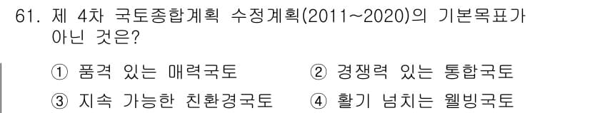 도시계획기사 2020년 61번 - 정답과 핵심 포인트를 검수 중인 기출문제