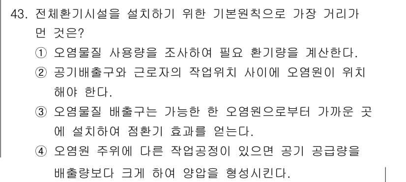 산업위생관리기사 2020년 44번 - 정답과 핵심 포인트를 검수 중인 기출문제