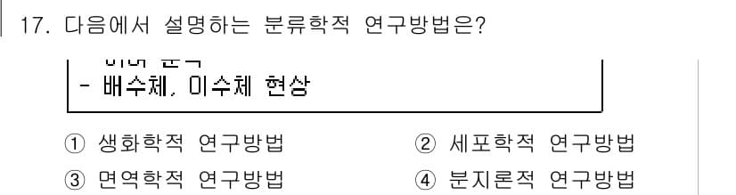 생물분류기사(동물) 2020년 17번 - 문제에서 설명하는 "배수체, 이수체 현상"은 생물의 분류에서 주로 세포나... 에 관한 핵심 기출문제