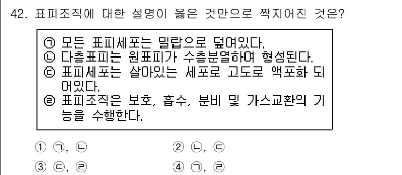 생물분류기사(동물) 2020년 42번 - 정답과 핵심 포인트를 검수 중인 기출문제