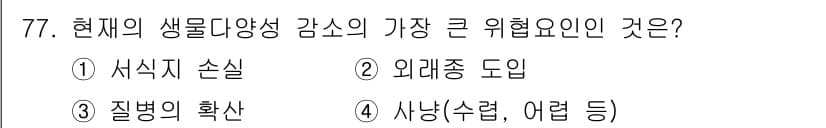 생물분류기사(동물) 2020년 77번 - 정답과 핵심 포인트를 검수 중인 기출문제