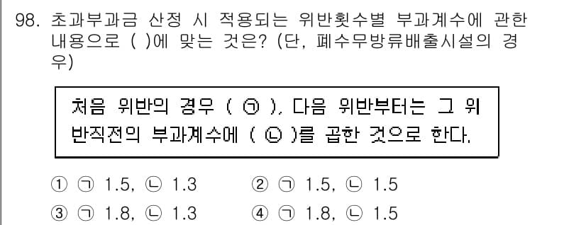 수질환경기사 2020년 98번 - 정답과 핵심 포인트를 검수 중인 기출문제