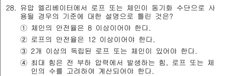 승강기기사 2020년 28번 - 정답과 핵심 포인트를 검수 중인 기출문제