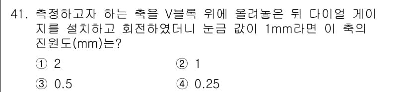 승강기기사 2020년 41번 - 이 문제는 게이지의 진원도를 계산하는 것입니다. 주어진 눈금이 1mm일 ... 에 관한 핵심 기출문제