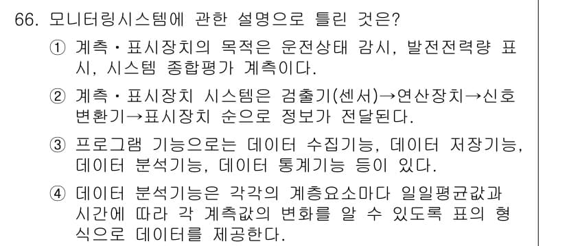 신재생에너지발전설비기사(구) 2020년 66번 - 정답과 핵심 포인트를 검수 중인 기출문제