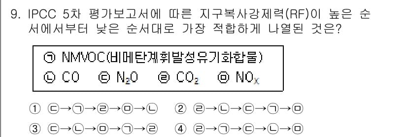 온실가스관리기사 2020년 9번 - 정답과 핵심 포인트를 검수 중인 기출문제