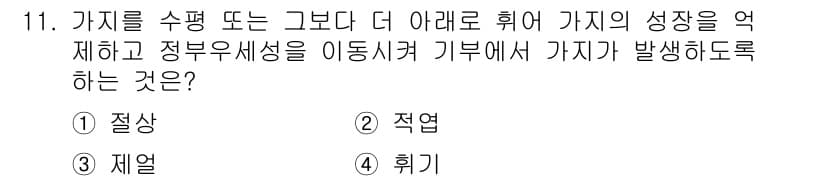 유기농업기사 2020년 11번 - 이 문제는 '휘기'에 대한 것으로, 대상의 성장을 억제하고 정부 우세성을... 에 관한 핵심 기출문제