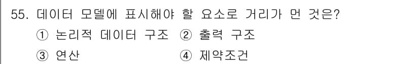 정보처리기사(구) 2020년 55번 - 데이터 모델에서 표현해야 할 요소는 '출력 구조'입니다. 데이터 모델링은... 에 관한 핵심 기출문제
