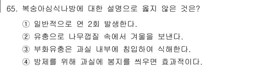 종자기사 2020년 65번 - 정답과 핵심 포인트를 검수 중인 기출문제