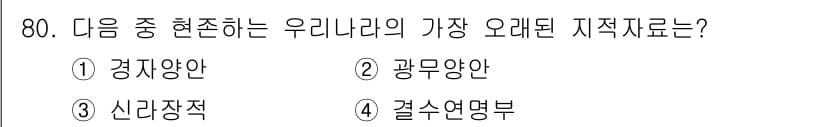 지적기사 2020년 80번 - 정답 '3'인 신라장적은 우리나라에서 가장 오래된 지적 자료로, 신라 시... 에 관한 핵심 기출문제