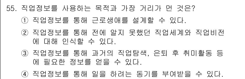 직업상담사_2급 2020년 55번 - 정답과 핵심 포인트를 검수 중인 기출문제
