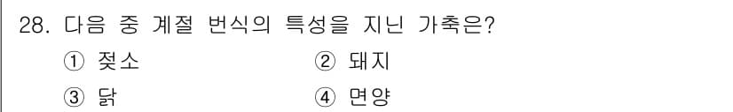 축산기사 2020년 28번 - 정답과 핵심 포인트를 검수 중인 기출문제
