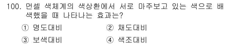 컬러리스트기사 2020년 101번 - 먼저 문제의 핵심 조건과 판단 기준을 차례대로 정리해야 합니다. 제시된 ... 에 관한 핵심 기출문제