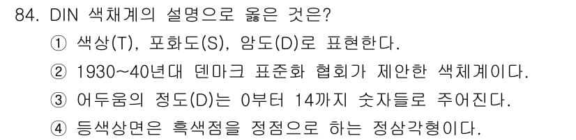 컬러리스트기사 2020년 85번 - 정답과 핵심 포인트를 검수 중인 기출문제