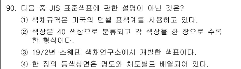 컬러리스트기사 2020년 91번 - 정답과 핵심 포인트를 검수 중인 기출문제