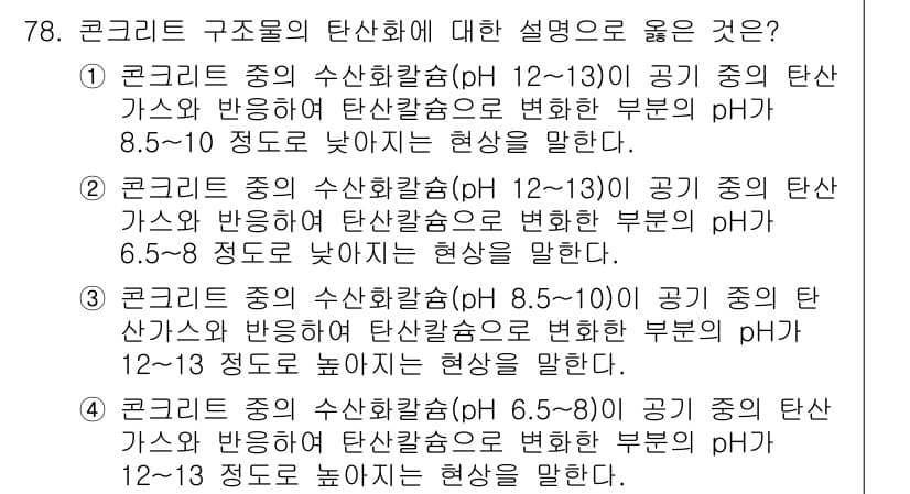 콘크리트기사 2020년 79번 - 정답과 핵심 포인트를 검수 중인 기출문제