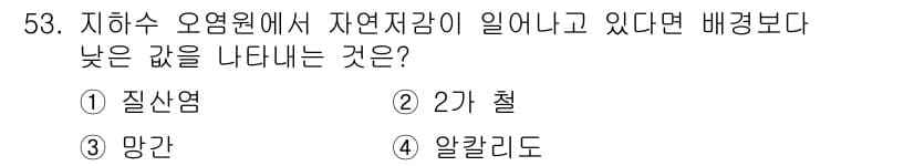 토양환경기사 2020년 53번 - 자연저하가 발생할 때 배경보다 낮은 값을 나타내는 것은 질산염입니다. 질... 에 관한 핵심 기출문제