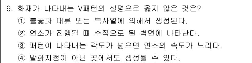 화재감식평가기사 2020년 9번 - 정답과 핵심 포인트를 검수 중인 기출문제