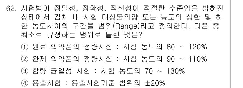 화학분석기사(구) 2020년 63번 - 정답과 핵심 포인트를 검수 중인 기출문제
