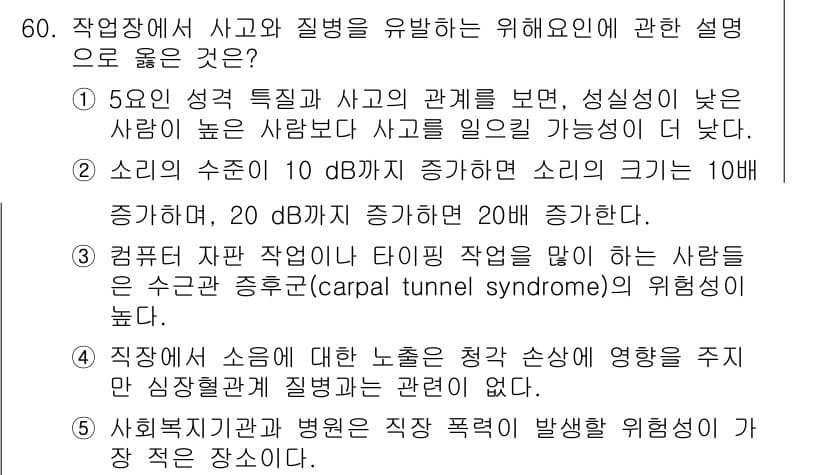 산업안전지도사 2015년 60번 - 정답과 핵심 포인트를 검수 중인 기출문제
