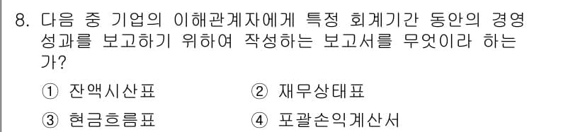 전산회계운용사_3급 2020년 8번 - 정답과 핵심 포인트를 검수 중인 기출문제
